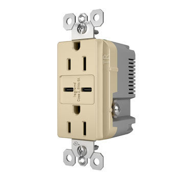 Pass And Seymour Radiant C/C Fast Charge USB And Duplex 15A Ivory (R26USBCC6I)