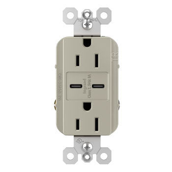Pass And Seymour Radiant C/C Fast Charge USB And Duplex 15A Nickel (R26USBCC6NICCV4)