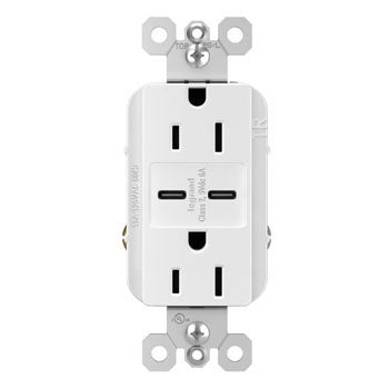 Pass And Seymour Radiant C/C Fast Charge USB And Duplex 15A White (R26USBCC6W)
