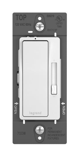 Pass And Seymour Radiant Incandescent Single Pole/3W 700W Dimmer White (RH703PW)