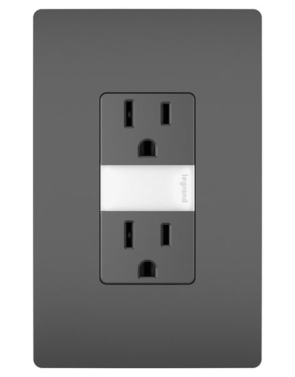 Pass And Seymour Radiant Nightlight 15A Tamper-Resistant Outlet With Nightlight Black (NTL885TRBKCC6)