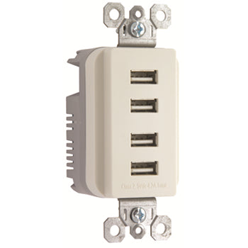 Pass And Seymour Radiant Quad USB 4.2A Light Almond (TM8USB4LACC6)