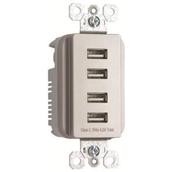 Pass And Seymour Radiant Quad USB 4.2A Nickel (TM8USB4NICC6)
