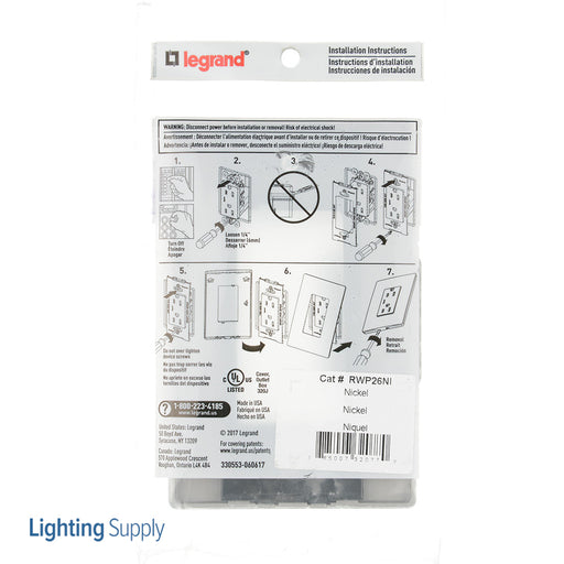 Pass And Seymour Radiant Screwless Wall Plate 1-Gang Nickel (RWP26NI)