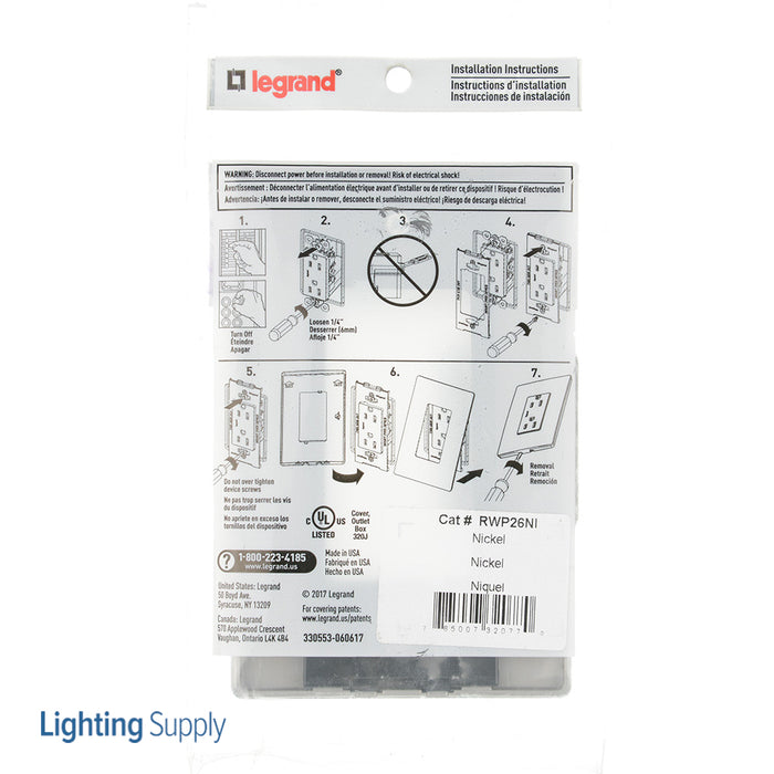 Pass And Seymour Radiant Screwless Wall Plate 1-Gang Nickel (RWP26NI)