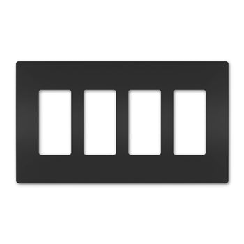 Pass And Seymour Radiant Screwless Wall Plate 4-Gang Black (RWP264BK)