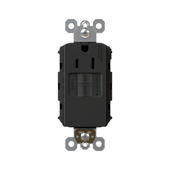 Pass and Seymour Radiant Self-Test Tamper-Resistant Single GFCI Outlet 15A 125V Black  (1597TRSGLBK)