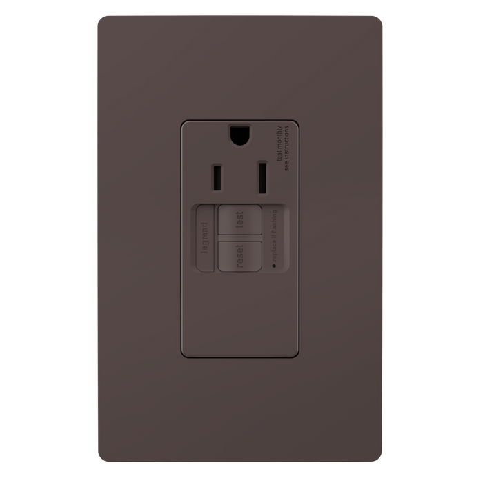 Pass and Seymour Radiant Self-Test Tamper-Resistant Single GFCI Outlet 15A 125V Brown  (1597TRSGL)