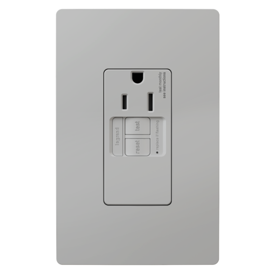 Pass and Seymour Radiant Self-Test Tamper-Resistant Single GFCI Outlet 15A 125V Gray  (1597TRSGLGRY)