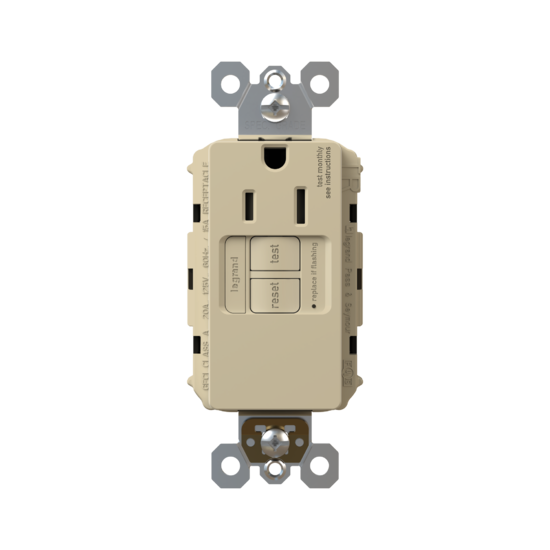 Pass and Seymour Radiant Self-Test Tamper-Resistant Single GFCI Outlet 15A 125V Ivory  (1597TRSGLI)