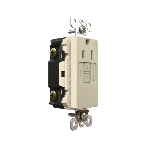 Pass and Seymour Radiant Self-Test Tamper-Resistant Single GFCI Outlet 15A 125V Light Almond  (1597TRSGLLA)