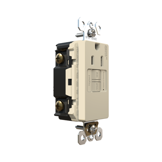 Pass and Seymour Radiant Self-Test Tamper-Resistant Single GFCI Outlet 15A 125V Light Almond  (1597TRSGLLA)