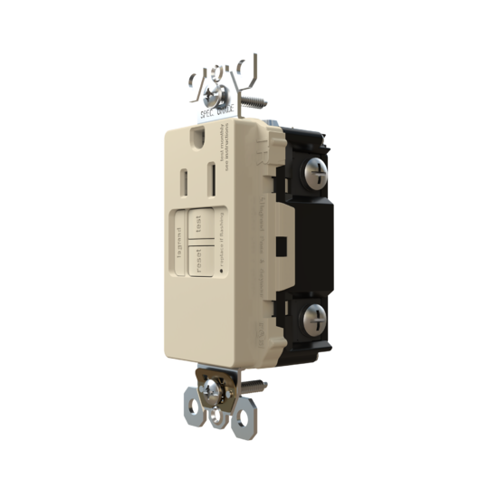 Pass and Seymour Radiant Self-Test Tamper-Resistant Single GFCI Outlet 15A 125V Light Almond  (1597TRSGLLA)