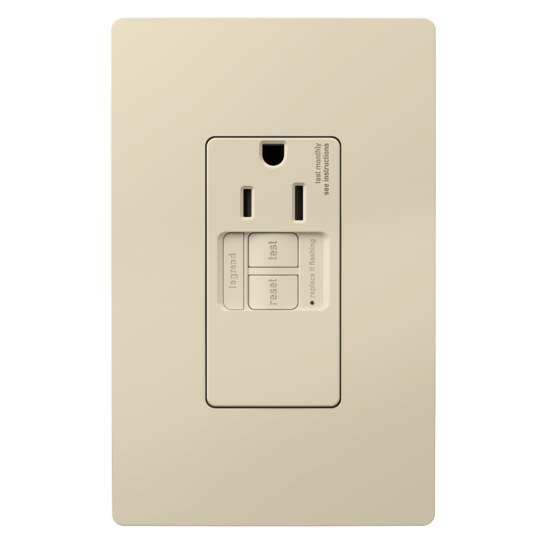 Pass and Seymour Radiant Self-Test Tamper-Resistant Single GFCI Outlet 15A 125V Light Almond  (1597TRSGLLA)