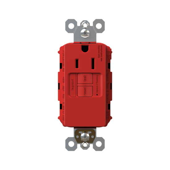 Pass and Seymour Radiant Self-Test Tamper-Resistant Single GFCI Outlet 15A 125V Red  (1597TRSGLRED)