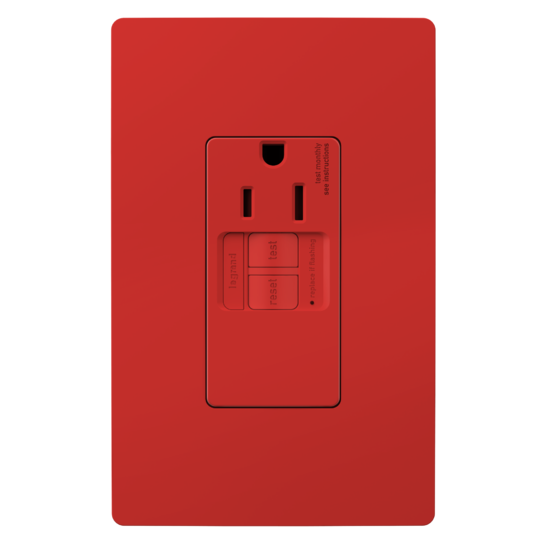 Pass and Seymour Radiant Self-Test Tamper-Resistant Single GFCI Outlet 15A 125V Red  (1597TRSGLRED)