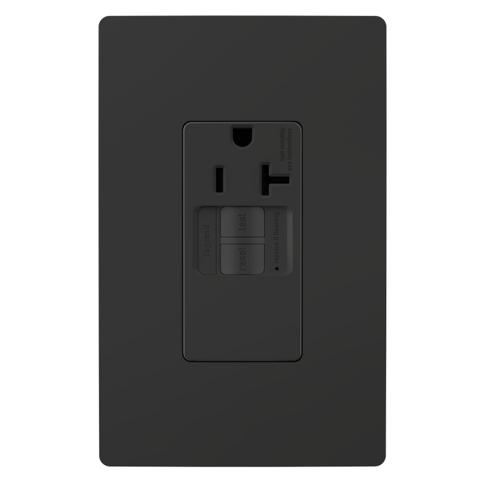 Pass and Seymour Radiant Self-Test Tamper-Resistant Single GFCI Outlet 20A 125V Black  (2097TRSGLBK)