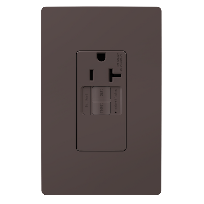 Pass and Seymour Radiant Self-Test Tamper-Resistant Single GFCI Outlet 20A 125V Brown  (2097TRSGL)