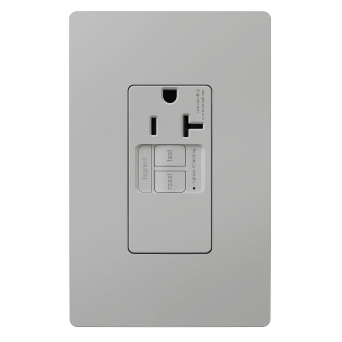 Pass and Seymour Radiant Self-Test Tamper-Resistant Single GFCI Outlet 20A 125V Gray  (2097TRSGLGRY)