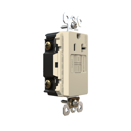 Pass and Seymour Radiant Self-Test Tamper-Resistant Single GFCI Outlet 20A 125V Light Almond  (2097TRSGLLA)