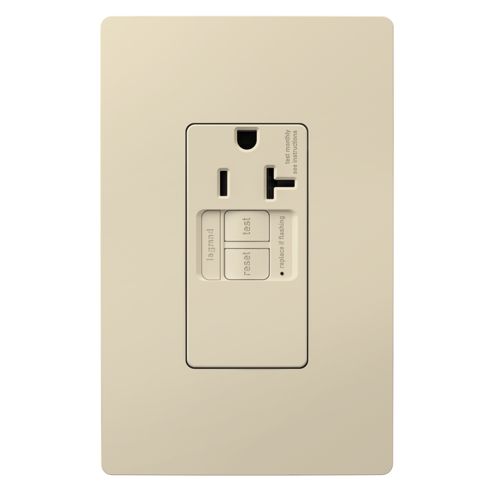 Pass and Seymour Radiant Self-Test Tamper-Resistant Single GFCI Outlet 20A 125V Light Almond  (2097TRSGLLA)