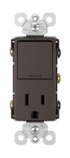 Pass And Seymour Radiant Single Pole/3-Way Switch And 15A Tamper-Resistant Outlet Dark Bronze (RCD38TRDBCC6)