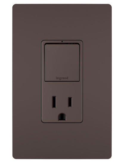 Pass And Seymour Radiant Single Pole/3-Way Switch And 15A Tamper-Resistant Outlet Dark Bronze (RCD38TRDBCC6)