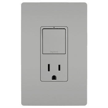 Pass And Seymour Radiant Single Pole/3-Way Switch And 15A Tamper-Resistant Outlet Gray (RCD38TRGRY)
