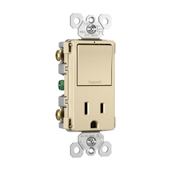 Pass And Seymour Radiant Single Pole/3Way Switch And 15A Tamper-Resistant Outlet Ivory (RCD38TRI)