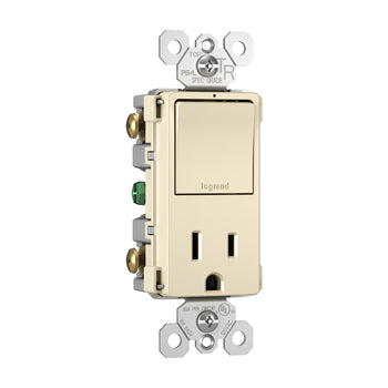 Pass And Seymour Radiant Single Pole/3Way Switch And 15A Tamper-Resistant Outlet Light Almond (RCD38TRLA)