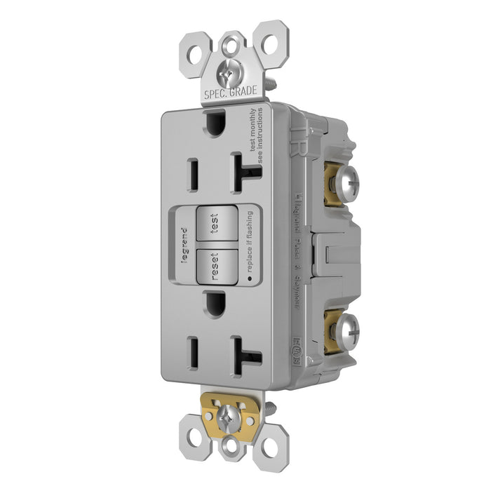 Pass and Seymour Radiant Spec Grade 20A Self-Test Tamper-Resistant GFCI Receptacle Gray  (2097TRGRYCCD4)