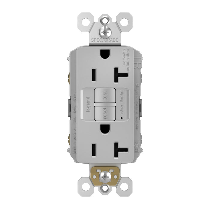 Pass and Seymour Radiant Spec Grade 20A Self-Test Tamper-Resistant GFCI Receptacle Gray  (2097TRGRYCCD4)