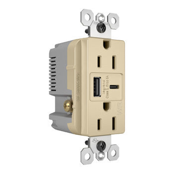 Pass And Seymour Radiant Weather-Resistant A/C Fast Charge USB And Duplex 15A Ivory (WRR26USBAC6I)