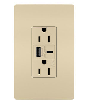 Pass And Seymour Radiant Weather-Resistant A/C Fast Charge USB And Duplex 15A Ivory (WRR26USBAC6I)