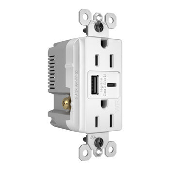 Pass And Seymour Radiant Weather-Resistant A/C Fast Charge USB And Duplex 15A White (WRR26USBAC6W)