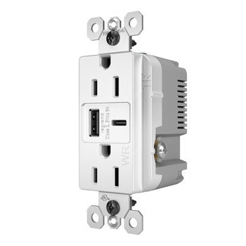 Pass And Seymour Radiant Weather-Resistant A/C Fast Charge USB And Duplex 15A White (WRR26USBAC6W)