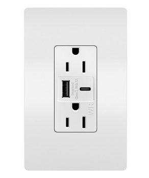 Pass And Seymour Radiant Weather-Resistant A/C Fast Charge USB And Duplex 15A White (WRR26USBAC6W)