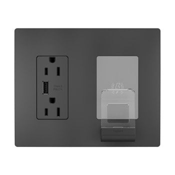 Pass And Seymour Radiant Wireless Charger White 3.1 USB 15A Receptacle Black V2 (RWC826USBBKCCV2)