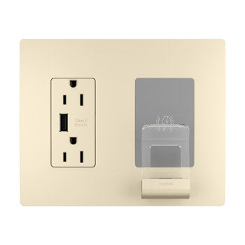 Pass And Seymour Radiant Wireless Charger White 3.1 USB 15A Receptacle Light Almond V2 (RWC826USBLACCV2)