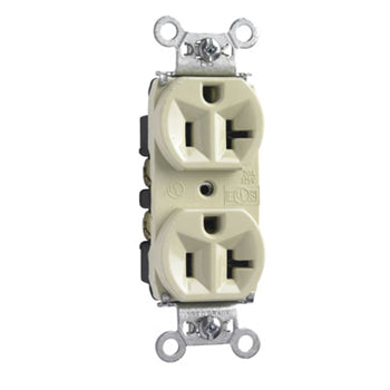 Pass And Seymour Receptacle Duplex 20A 125V Side And Back Wire Ivory (5362I)
