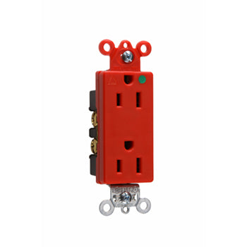 Pass And Seymour Receptacle Duplex SPLEX 15A 125V Side And Back Hospital Grade Isolated Ground (IG26262HGRED)