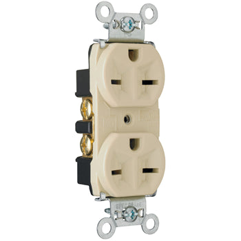 Pass And Seymour Receptacle Duplex 15A 250V Side And Back Wire Ivory (5662I)
