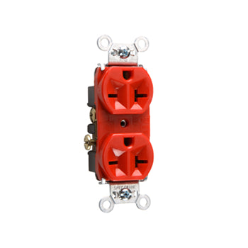 Pass And Seymour Receptacle Duplex 20A 250V Side And Back Wire Red (5862RED)