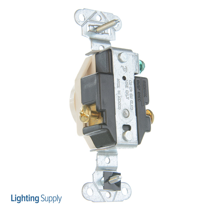Pass And Seymour Receptacle Single 20A 250V Side-Wire Light Almond (5851LA)