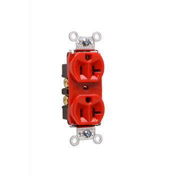 Pass And Seymour Receptacle Duplex 20A 125V Side And Back Wire Red (5362RED)