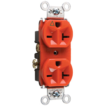 Pass And Seymour Receptacle Duplex 20A 250V Commercial Isolated Ground Orange (IG5862)