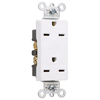 Pass And Seymour Receptacle Duplex SPLEX 15A 250V Side And Back White (26652W)