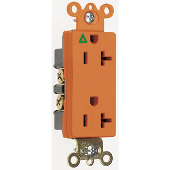 Pass And Seymour Receptacle Duplex SPLEX 20A 125V Side And Back Wire Isolated Ground Orange (IG26362)
