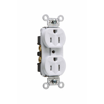 Pass And Seymour Receptacle Duplex Tamper-Resistant Back And Side Wire 15A/125V White (TR5262W)