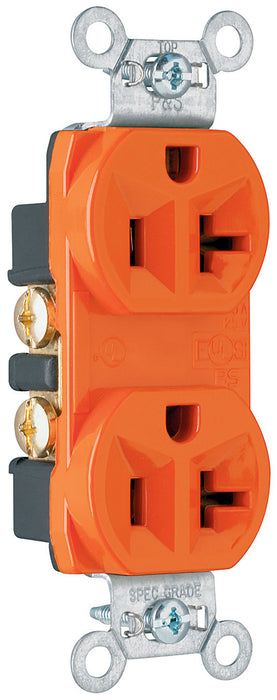 Pass and Seymour Receptacle Duplex 20A 125V Back And Side Wire Orange  (5362OR)